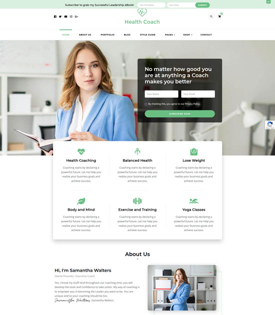 blossom health blossom coach wordpress theme