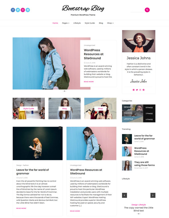 bootstrap blog free wordpress blog theme