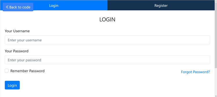 bootstrap responsive login and register tab form