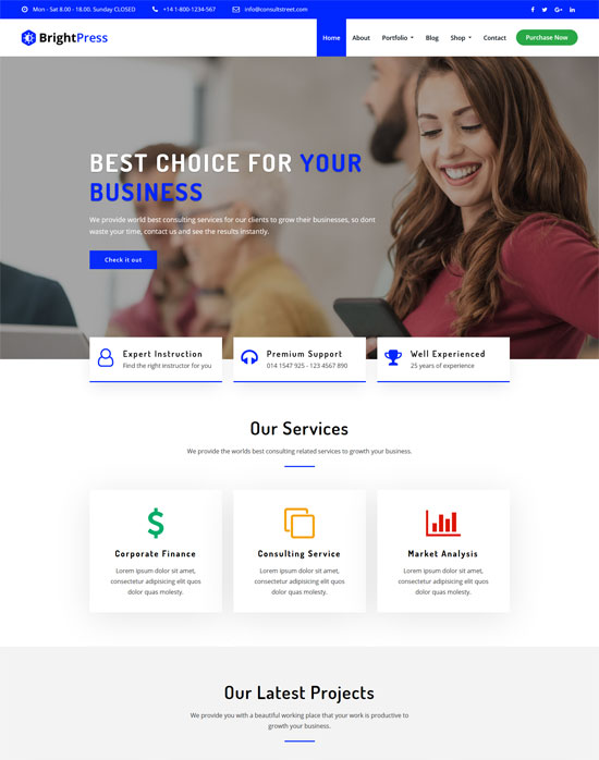 brightpress bootstrap wordpress theme