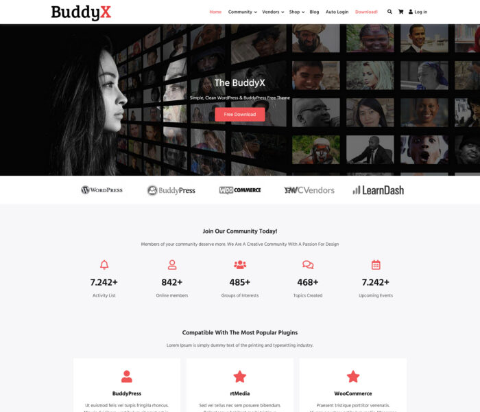buddyx free community membership wordpress