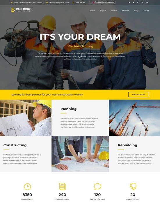 buildpro construction joomla template