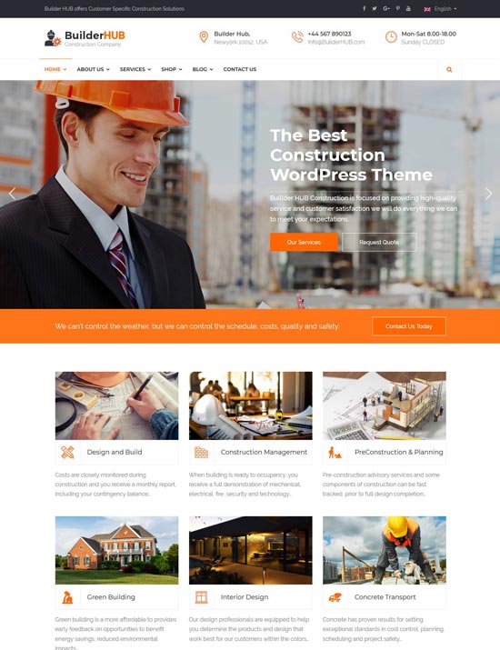 builder hub construction joomla template