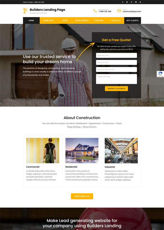 builders landing page