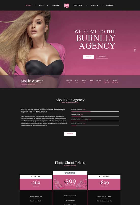 burnley modelling agency wordpress theme