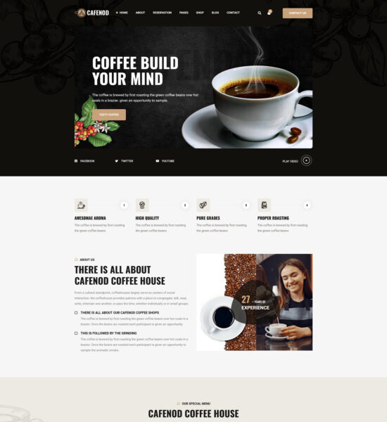 cafenod coffee shop joomla template