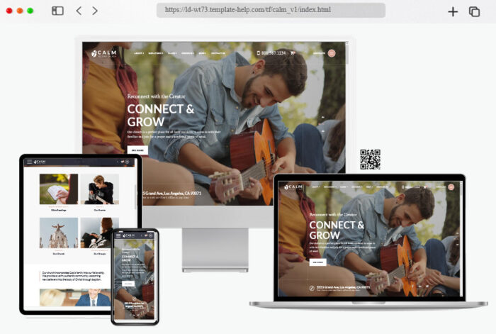 calm responsive church website template