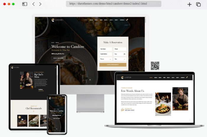 candore online ordering templates for restaurants