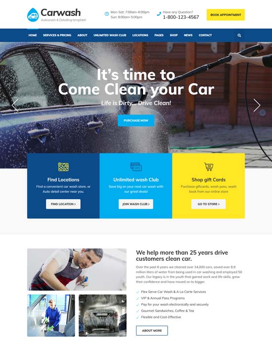 car wash html template