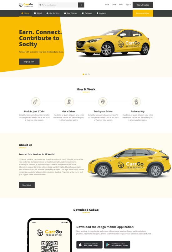 carrgo ridesharing taxi html template