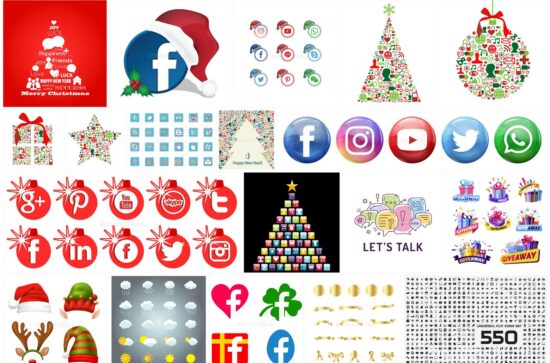 christmas social media icons illustrations