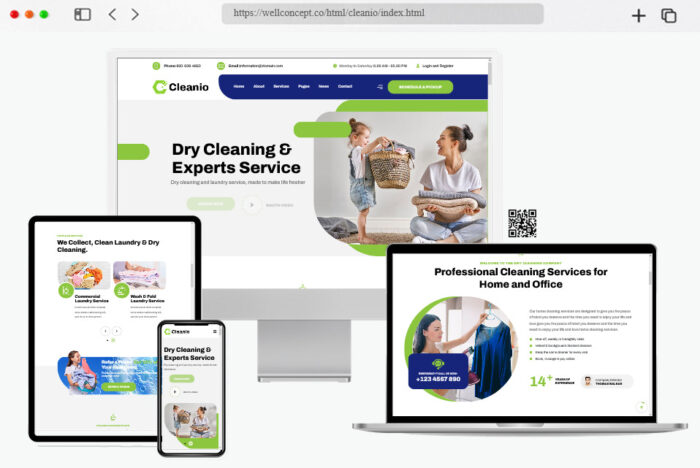 cleanio laundry cleaning service html template