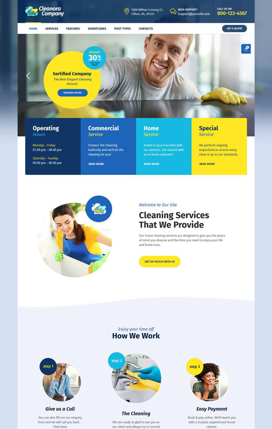 cleanora cleaning services theme