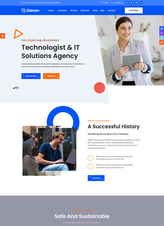 cloven it solutions services wordpress theme