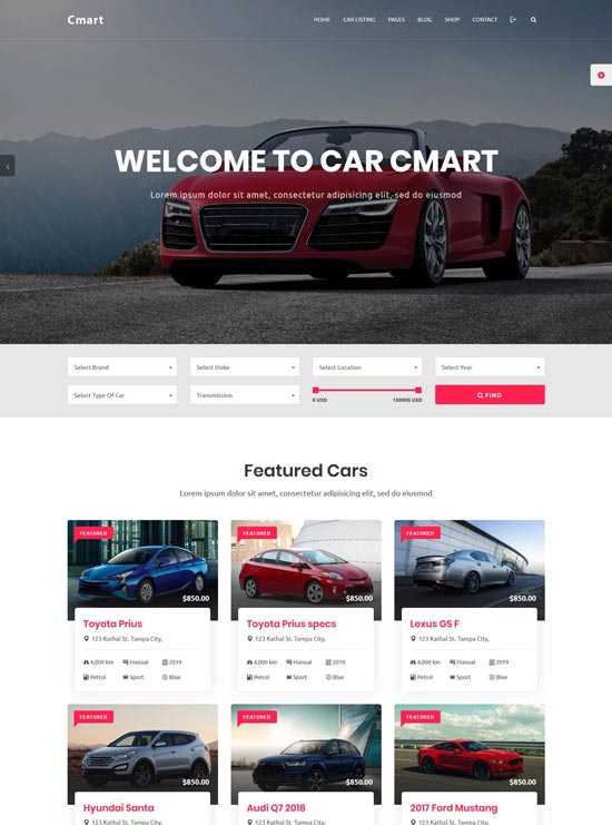 cmart car dealer html template