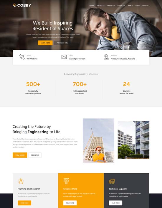 cobby construction html template