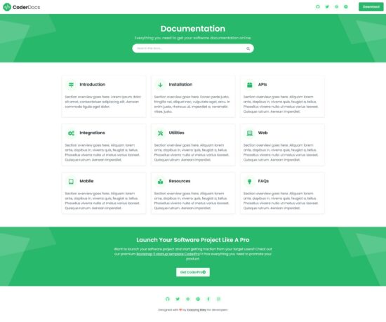 coderdocs free bootstrap documentation template
