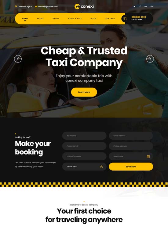 conexi taxi booking html template