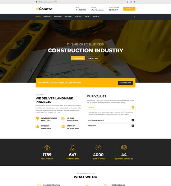constra free bootstrap website template