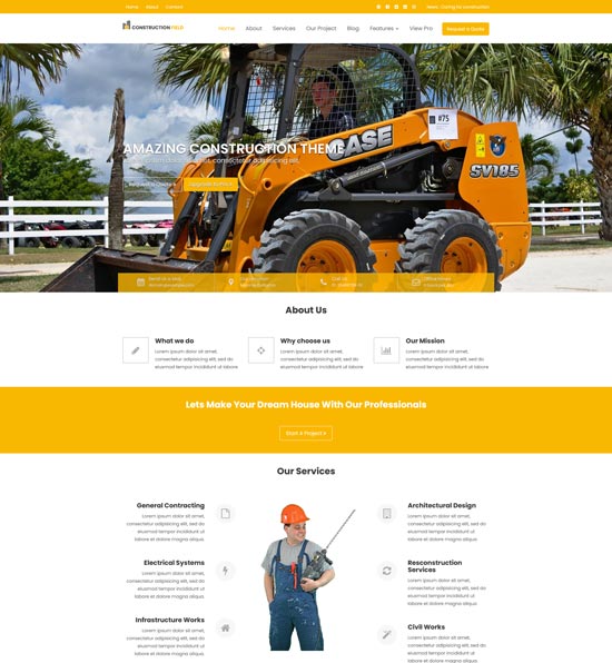 construction field free wordpress theme