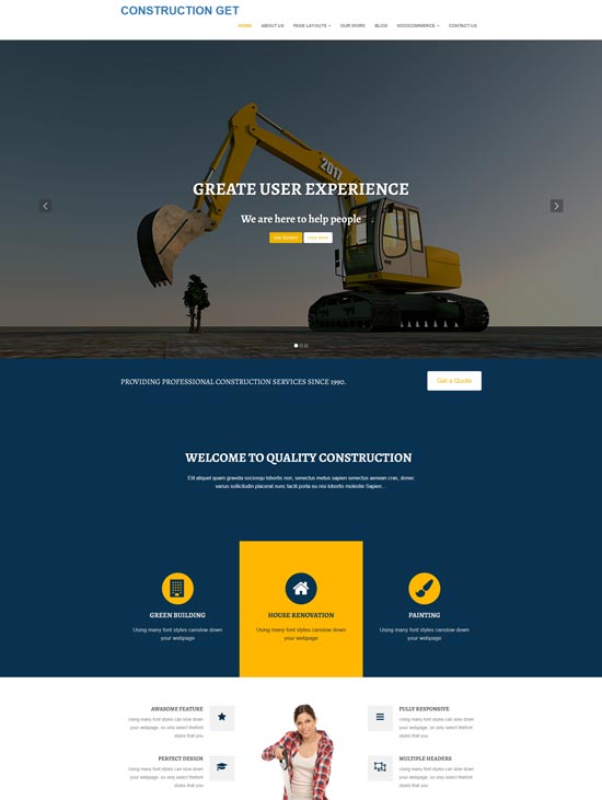 construction get free wordpress theme