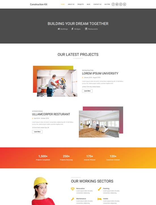 construction kit free wordpress theme