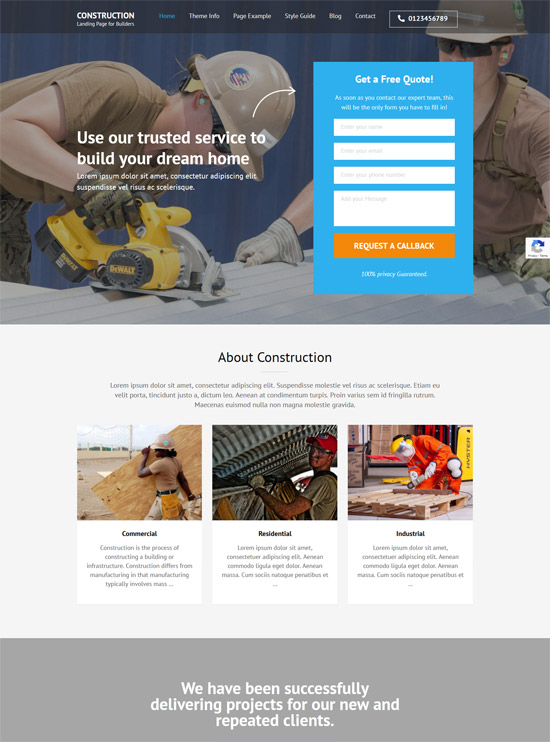 construction landing page
