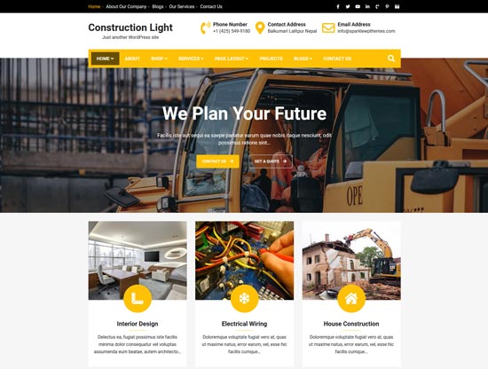 construction light free wordpress theme