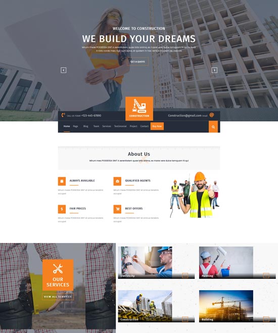 construction hub free wordpress theme