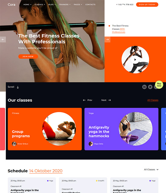 cora gym sport clubs html template