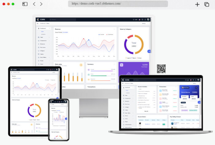 cork vuejs laravel admin dashboard template