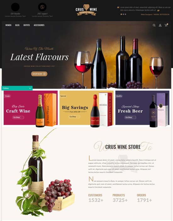 cruswine wine prestashop theme