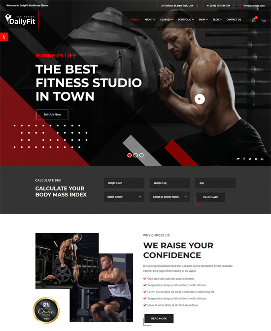 dailyfit fitness wordpress theme