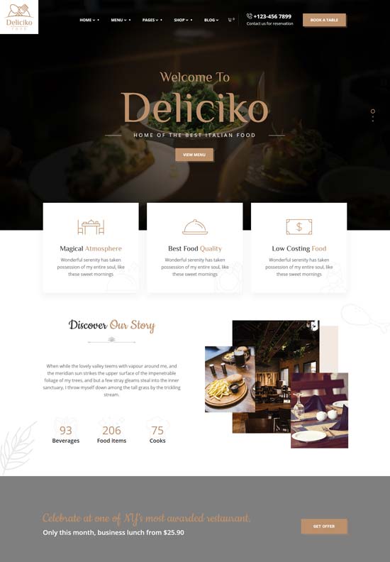 deliciko restaurant wordpress theme