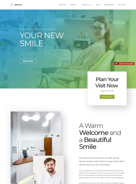 dentist wordpress theme dental websites