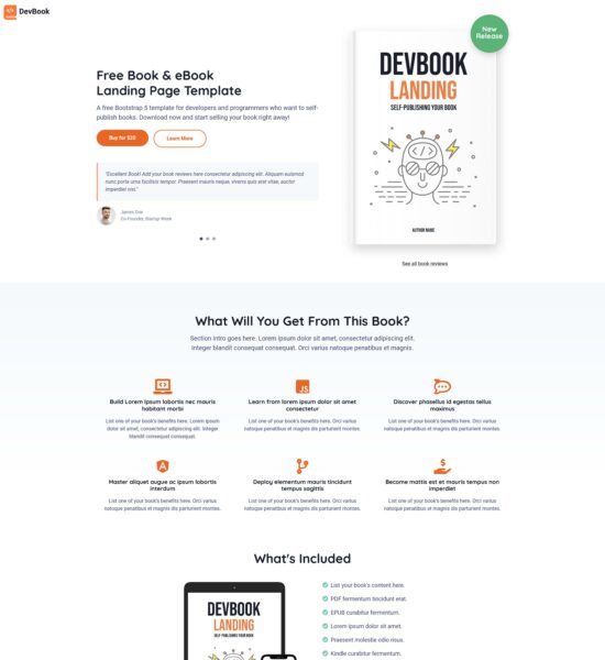 devbook free bootstrap book ebook template