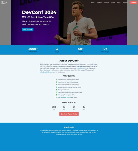 devconf free bootstrap conference template