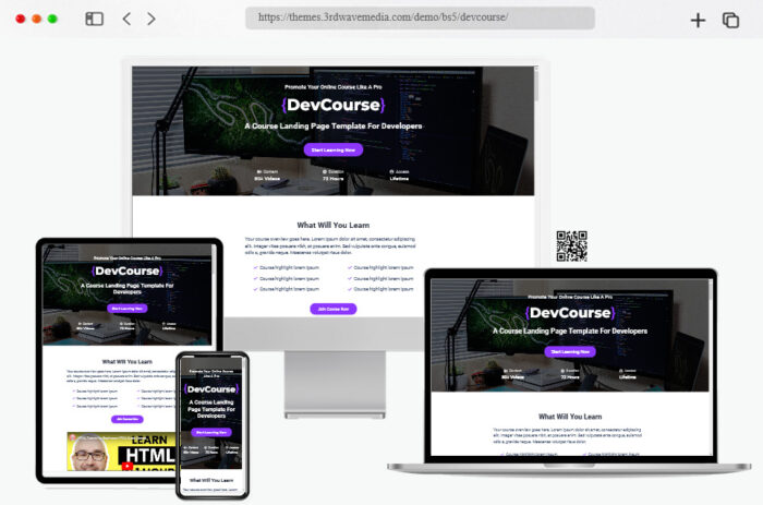 devcourse free Bootstrap landing page template