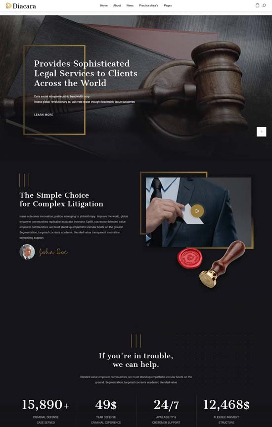 diacara law firm wordpress theme