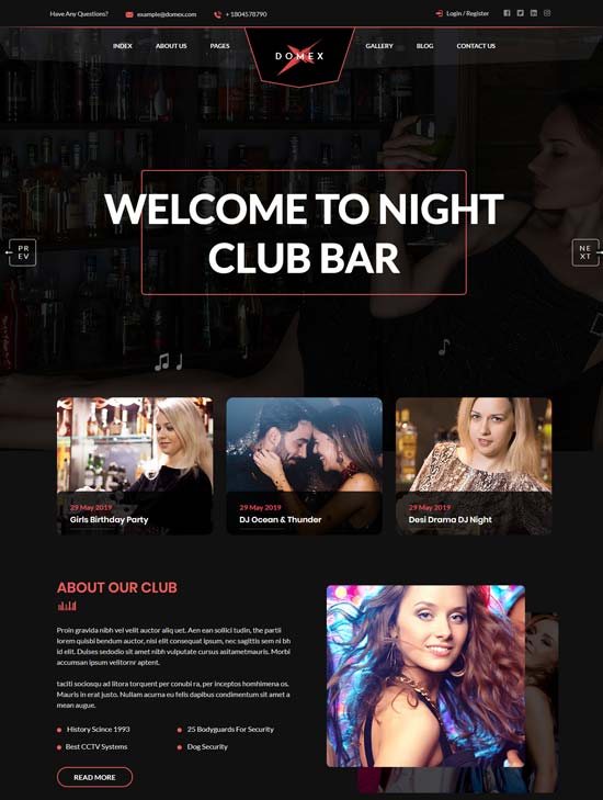 domex night club wordpress theme