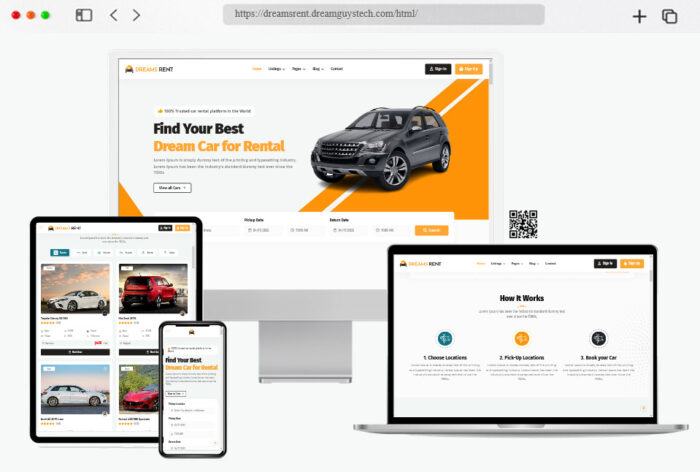 dreams rent car rental booking template