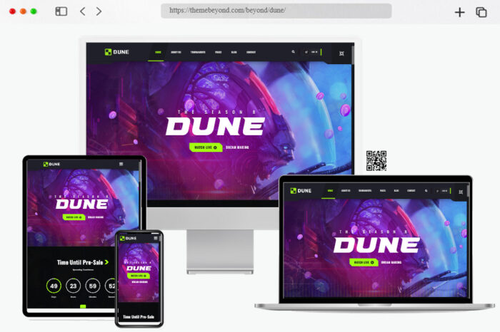 dune esports gaming wordpress theme