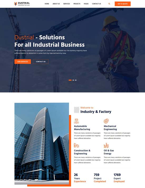 dustrial industrial wordpress theme