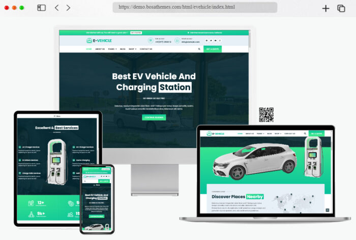 evehicle electric vehicle charging station html template