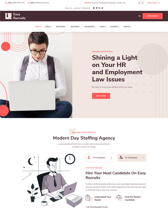 eazy recruitz staffing agencies wordpress theme