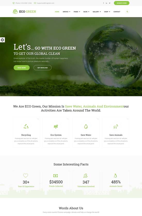 eco green environment wordpress theme