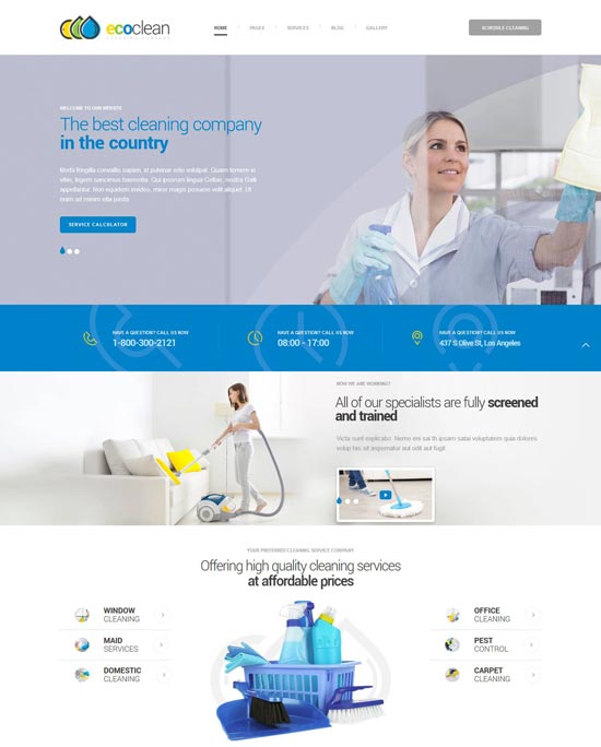 ecoclean cleaning company wordpress theme
