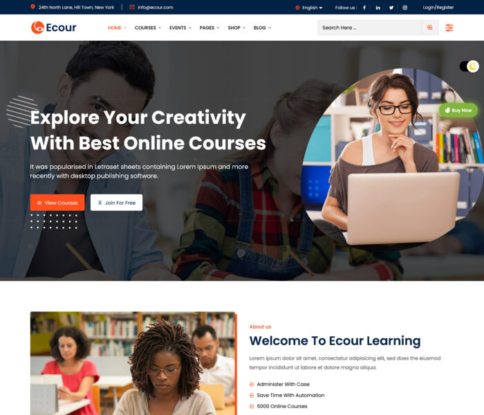ecour courses training html template