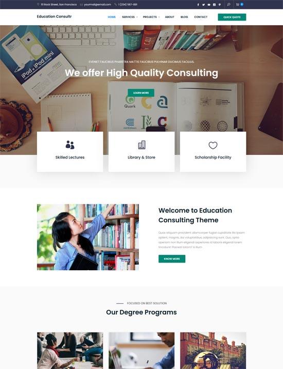 education consultr free wordpress