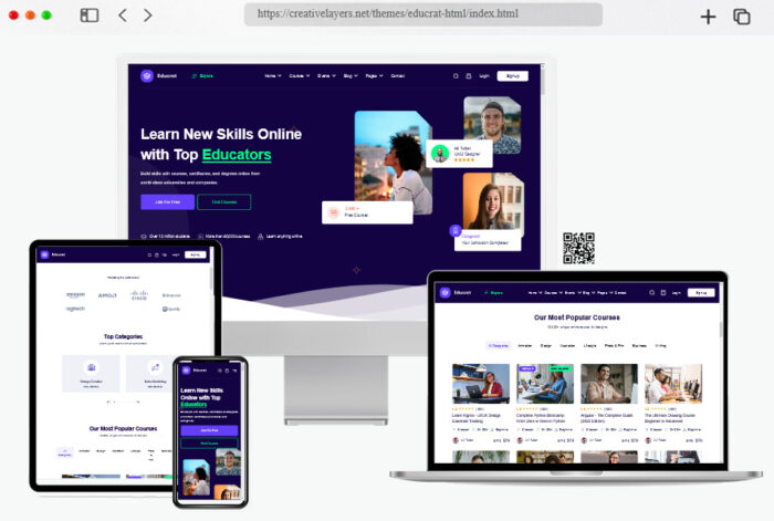 educrat lms online education course html template